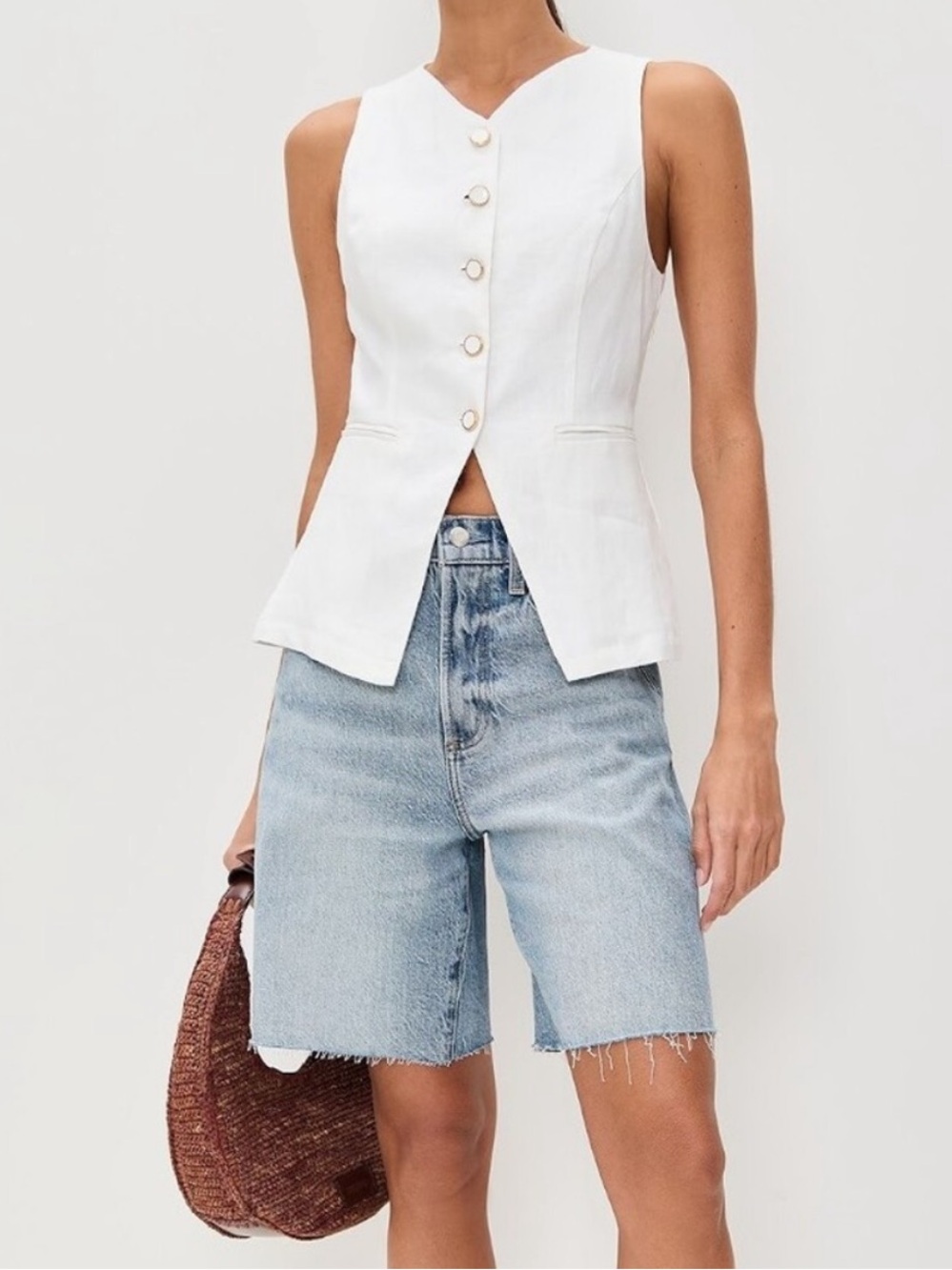 Reformation Aspen Linen Top White